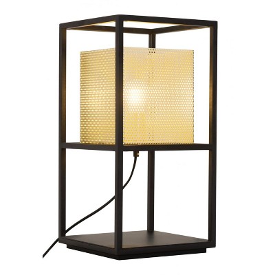 Zuo Modern Yves Table Lamp 19.7" H Gold & Black Steel Perforated Shade for Table or Nightstand