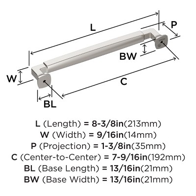 Polished Nickel 7-9/16" Cabinet Drawer Pull with Mounting Hardware