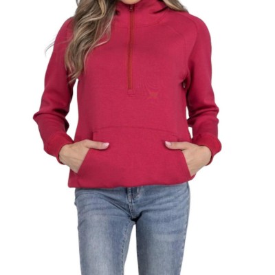 TATUM HOODED SWEATSHIRT BURGUNDY - MICHELLE MAE