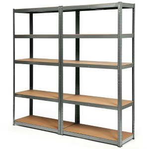 Tangkula 1/2/3/4PCS 72" Metal 5-Tier Garage Storage Rack Shelf Adjustable Freestanding Gray - 1 of 4