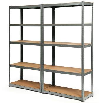 Tangkula 1/2/3/4PCS 72" Metal 5-Tier Garage Storage Rack Shelf Adjustable Freestanding Gray