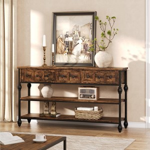 Console Sofa Table 53", Entryway Table with 3 Drawers, 3 Tier Metal Sofa Table - 1 of 4