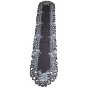 Jiallo Cocoa Linen Embroidered Cutwork Rectangular Table Runner, 16 by 72  inch Table Linen Decor, Water Resistance, Machine Wash safe - 1 of 2