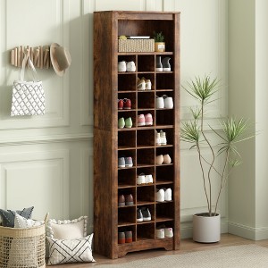 TIRAMISUBEST Stylish Design 30 Shoe Cubby Console, Contemporary Shoe Cabinet with Multiple Storage Capacity, Free Standing Tall Cabinet for Hallway - 1 of 4
