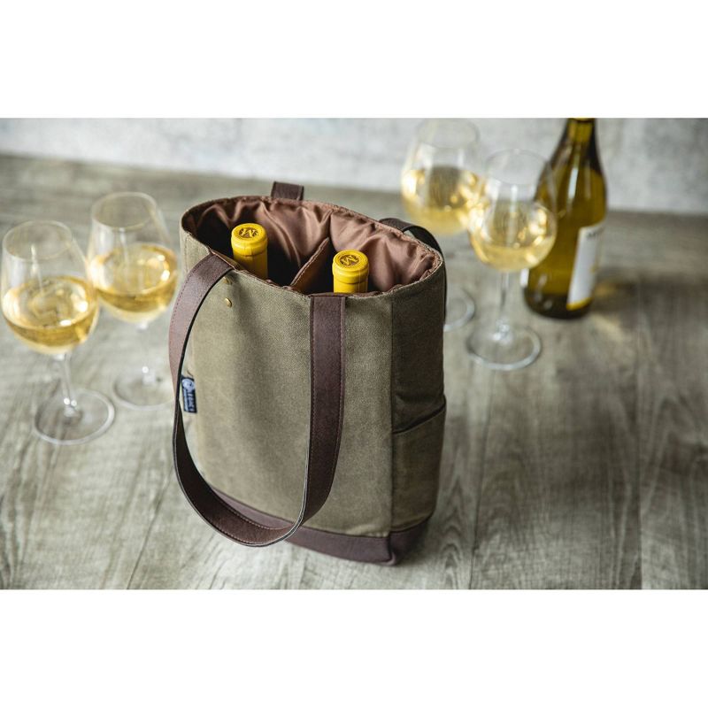Picnic Time 34.65qt Waxed Canvas Wine Bag, 4 of 13