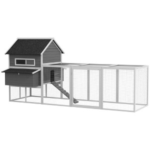 PawHut 137" Chicken Coop Wooden Large Chicken House Deluxe Rabbit Hutch Lockable Poultry Hen Cage Backyard with Nesting Box and Run - 1 of 4