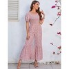 Clearlove Summer Jumpsuits for Women 2025 Floral Dressy Casual Loose Wide Leg Short Sleeve One Piece Romper Outfits - 3 of 4