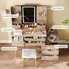 TopComfy Vanity Tables 7 Drawer Vanity Desk with Mirror Makeup Table Dressing Table with Jewelry Storage for Bedroom, Brown, 39.37"*15.75"*51.18" - 3 of 4