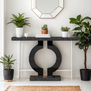 Hommoo 43-Inch Mirrored Console Table with O-Shaped Base Black - 1 of 4