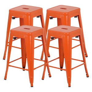 BestMassage Set of 4 Stackable Metal Bar Stools 24/30 Inch Counter Barstool Height Backless - 1 of 4