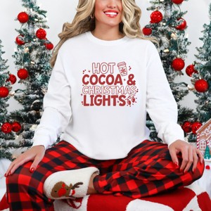 Simply Sage Market Hot Cocoa and Christmas Lights Garment Dyed Long Sleeve - 1 of 4