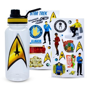 Silver Buffalo Star Trek Gold Delta Logo Twist Spout Water Bottle and Sticker Set | 32 Ounces - 1 of 4