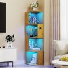 Vlsrka 4-Tier Corner Display Shelf with 3-Mode LED Sensor Lights – Compact Modern Storage Rack for Living or Study Room. - 3 of 4