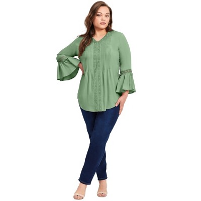 Avenue Women's Plus Size Lace Trim Tunic