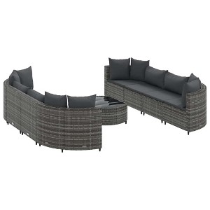 vidaXL Patio Sofa Set with Cushions Lounge Setting Outdoor Furniture Poly Rattan - Gray 8 Piece - 1 of 4