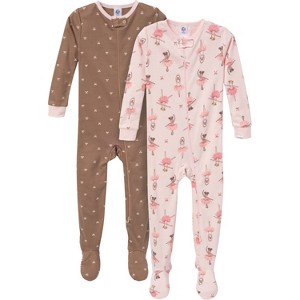 Gerber Baby Girls' Snug Fit Footed Pajamas, 2-Pack, Ballerinas - 1 of 4