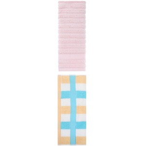 REGALWOVEN Pure Cotton Striped Decorative Hand Towel for Bathroom 14" x 30"/13" x 29" 2 Pcs - 1 of 4