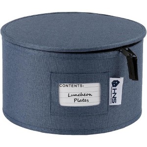 Hard Shell China Organizer with Dividers - Holds 12 Pieces - Durable & Stackable Storage Box for Seasonal Dishware Protection - Denim Blue - 1 of 4