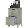 HOMCOM 2 Drawer Vertical File Cabinet with Silent Slides, Farmhouse Filing Cabinet with Barn Doors for A4/Letter Size, Distressed Light Gray - 4 of 4