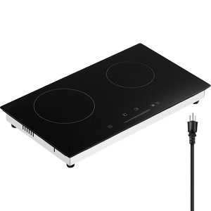 VEVOR Electric Cooktop, 24 inch 2 Burners Built-in Electric Stove Top, 1800W Ceramic Top Radiant Cooktop with Glass Panel, Touch Control, Timer - 1 of 4