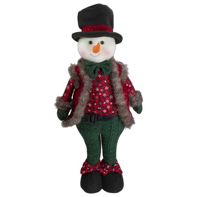 Northlight 25" Red and Green Jolly Plush Boy Snowman Christmas Figure