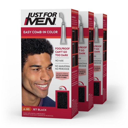 Just For Men Easy Combin Color Gray Hair Coloring For Men With Comb  Applicator Jet Black A60 - 3pk : Target