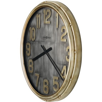 Oversized Gold and Gray Metal Wall Clock with Arabic Numerals