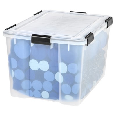 Clear 74 Quart Stackable Storage Box with WeatherPro Seal