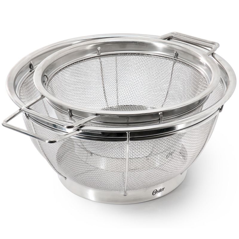 Oster Baldwyn 2 Piece 11 inch and 8.75 Inch Round Stainless Steel Mesh Colander Set, 2 of 7