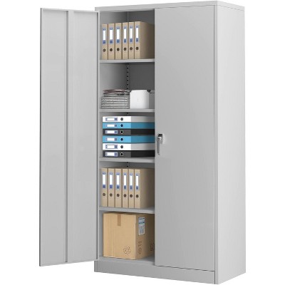 AOBABO 72 in. Tall Black Metal Storage Cabinet with 2-Doors and 4-Shelves, Steel Storage Freestanding Cabinet