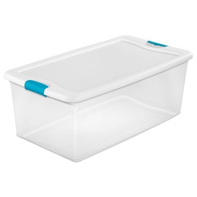 Sterilite 106 Qt Clear & Blue Stackable Latching Storage Box Container (24 Pack)