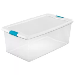 Sterilite 106 Qt Clear & Blue Stackable Latching Storage Box Container (24 Pack)