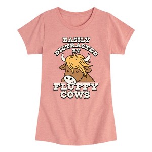 Girls' - Instant Message - Fluffy Cows Fitted Short Sleeve Graphic T-Shirt - 1 of 4