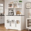 60'' Kitchen Pantry Cabinet, Tall Kitchen Cabinet Pantry Cabinet with Glass Doors, Kitchen Cabinet with Drawers Coffee Bar Table - 2 of 4