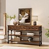 Jojoka 52.5 Inch Long Console Tables for Entryway with 3 Drawers, 3-Tier Industrial Metal Frame Sofa Table with Roman - 4 of 4
