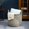 18" x 18" x 19.6" Round Resin Woven Wicker Multi-Use Storage Basket with Handles for Towel, Toys, Magazines Storage - 4 of 4