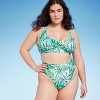 Women's High Waist High Leg Extra Cheeky Bikini Bottom - Shade & Shore™ Green Tropical Print - 3 of 3