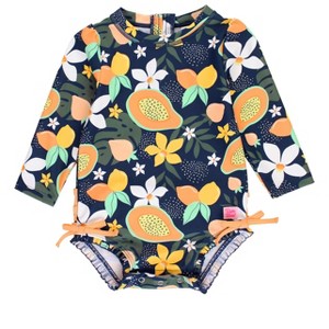 RuffleButts Baby/Toddler Girls UPF50+ Long Sleeve One Piece Rash Guard - 1 of 4