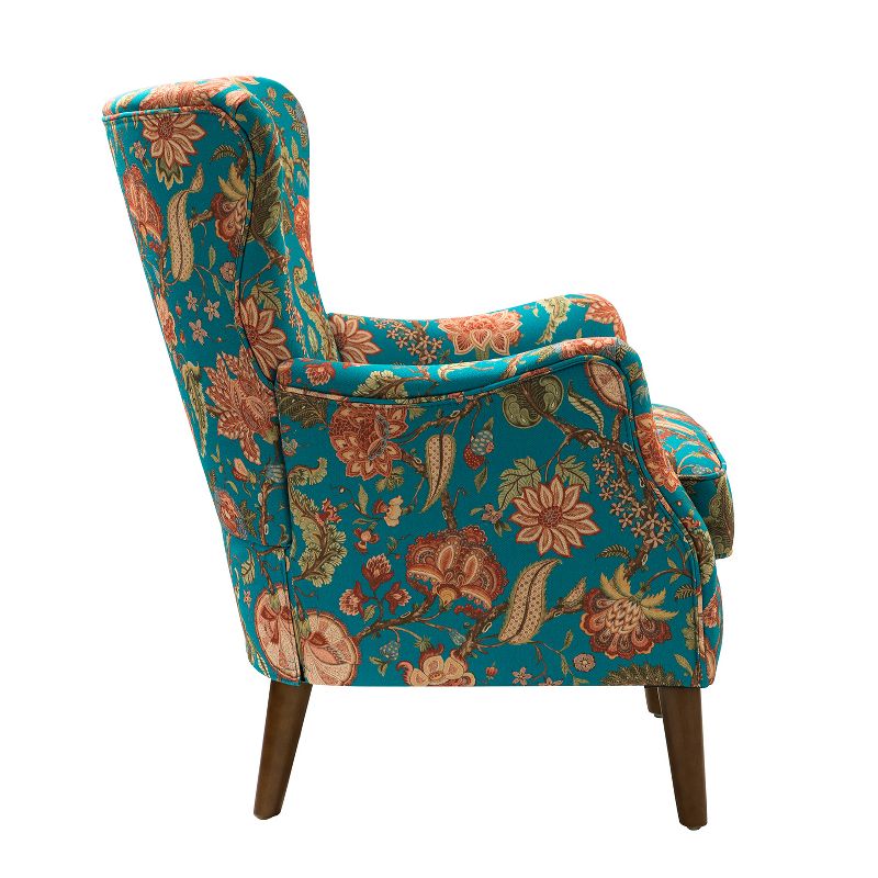 Set of 2 Nikolaus Comfy Living Room Armchair with Floral Fabric Pattern and Wingback | ARTFUL LIVING DESIGN, 3 of 11
