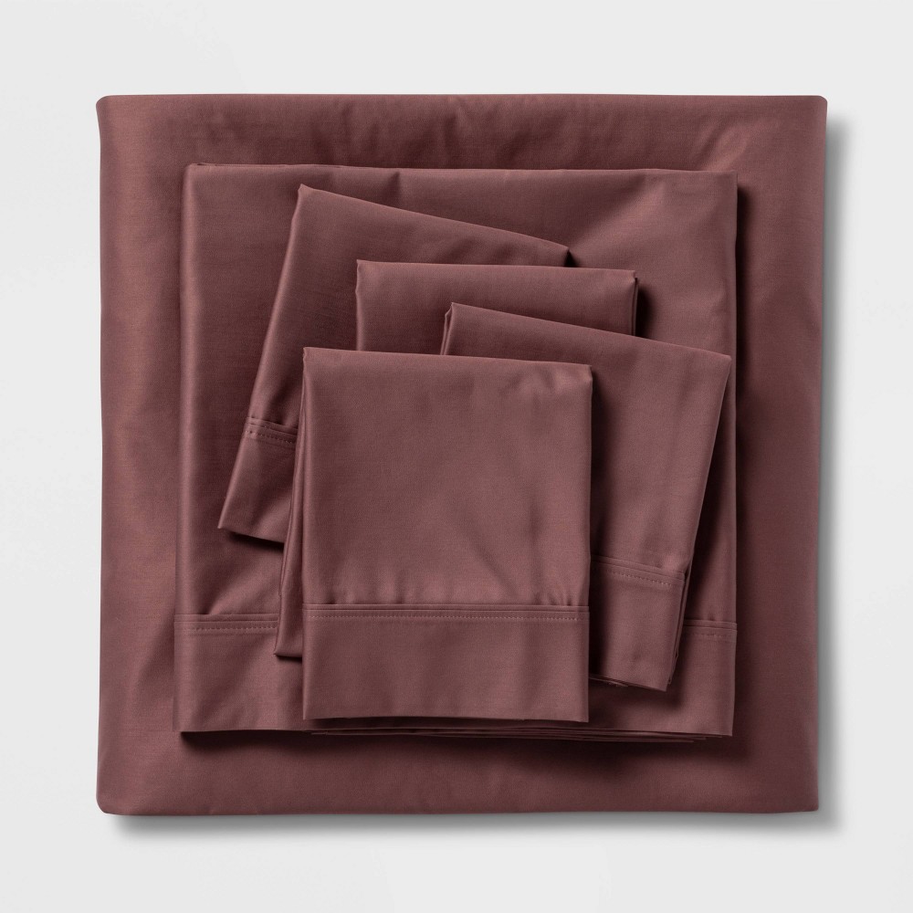 California King 6pc 800 Thread Count Solid Sheet Set Mauve - Threshold™: Cotton Sateen, Deep Pockets -  78375222