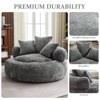 Efomao Round Ultra Soft Chenille Foam Bean Bag Chair - Oversized Comfy with Armrests & 3 Pillows - for Adults/Teens (Grey) - 4 of 4