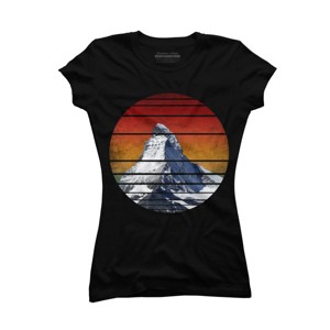 Junior's Design By Humans Vintage Snow Mountain Peak By punsalan T-Shirt - 1 of 2