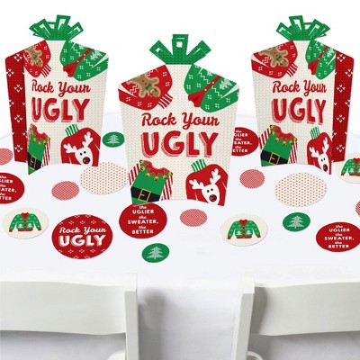 Big Dot of Happiness Ugly Sweater - Holiday and Christmas Party Decor and Confetti - Terrific Table Centerpiece Kit - Set of 30