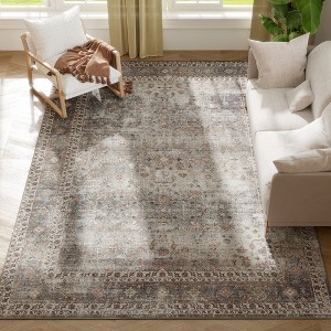 HOMCOM Machine Washable Area Rug, Non-Slip Traditional Flower Print Floor Carpet for Living Room, Bedroom, Dining Room - 1 of 4