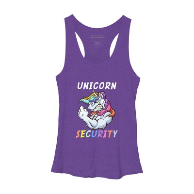 Women's Design By Humans Halloween Dad Mom Daughter Adult Costume - Unicorn Security By MINHMINH Racerback Tank Top