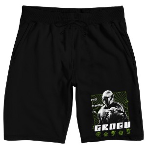 The Mandalorian Din Djarin & Grogu Men’s Black Sleep Pajama Shorts - 1 of 3