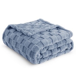 Cozy Comfort by Bedsure | Cute Soft Cozy Checkered 260GSM Throw Blanket for Couch Twin Size White - 1 of 4