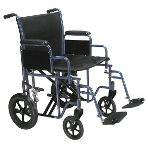 Drive Medical Bariatric Heavy Duty Transport Wheelchair with Swing Away Footrest, 22" Seat, Blue - 1 of 4