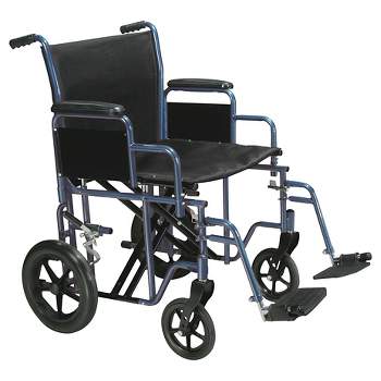 Drive Medical Bariatric Heavy Duty Transport Wheelchair with Swing Away Footrest, 22" Seat, Blue