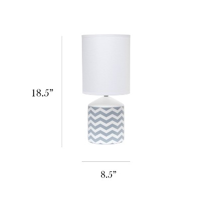 Gray Ceramic Cylinder Nightstand Lamp with White Fabric Shade